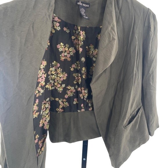 Ella Moss Womens S Open Front Blazer Army Olive Green‎ - Picture 3 of 4